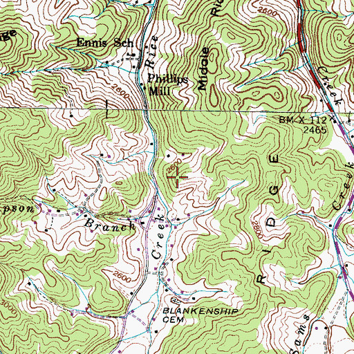 Topographic Map of Tipson Branch, TN