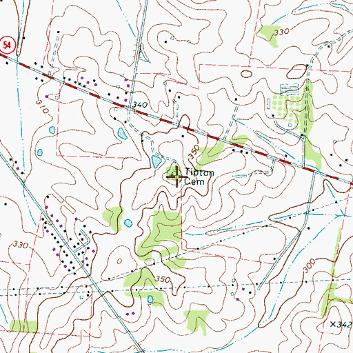 Topographic Map of Tipton Cemetery, TN