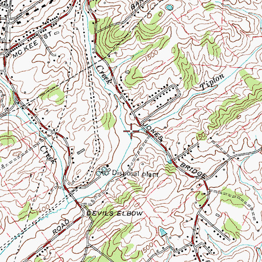 Topographic Map of Tipton Creek, TN