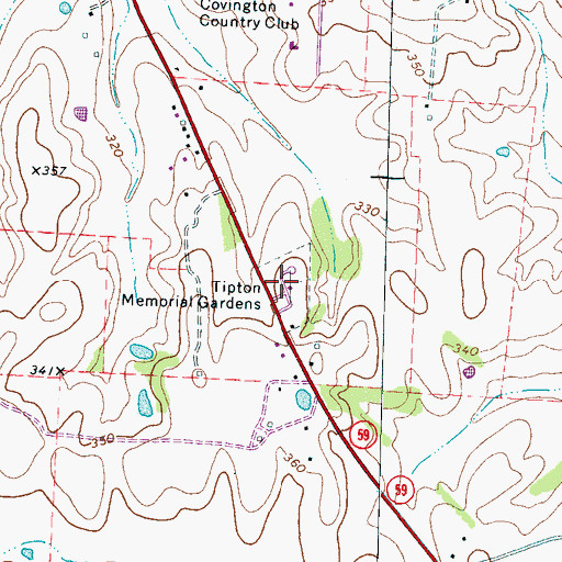 Topographic Map of Tipton Memorial Gardens, TN