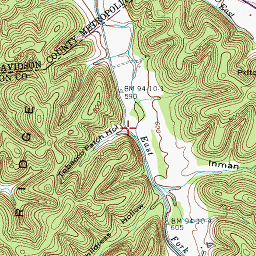 Topographic Map of Tobacco Patch Hollow, TN