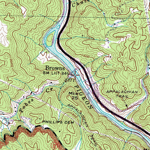Topographic Map of Tobes Creek, TN