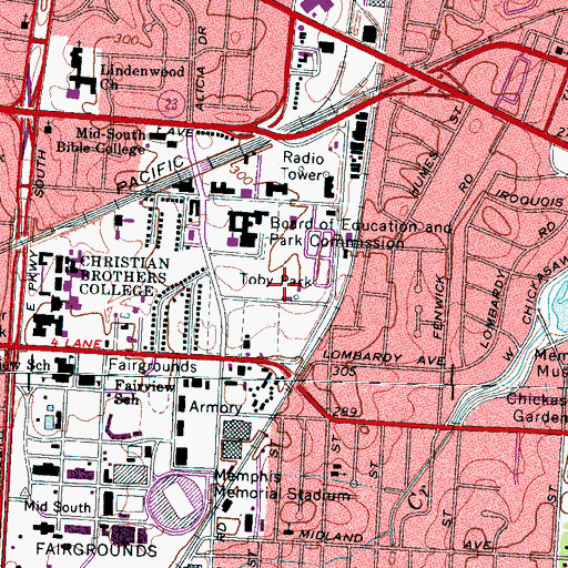 Topographic Map of Toby Park, TN