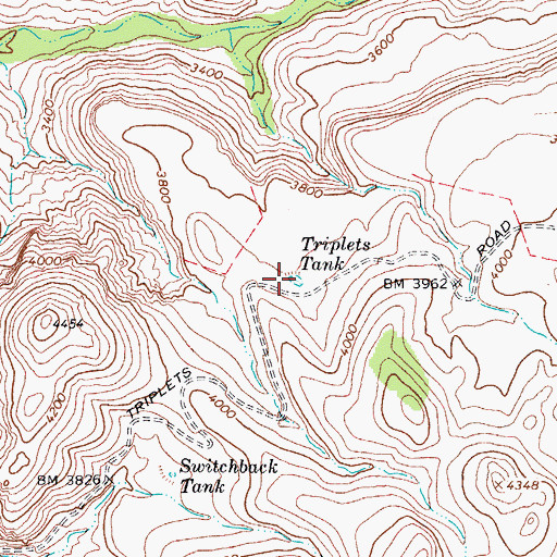 Topographic Map of Triplets Tank, AZ