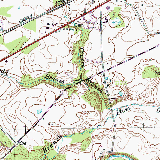 Topographic Map of Todd Branch, TN
