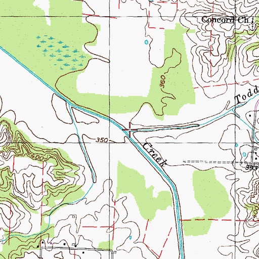 Topographic Map of Todd Branch, TN