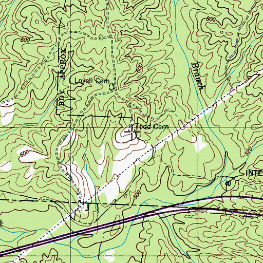 Topographic Map of Todd Cemetery, TN
