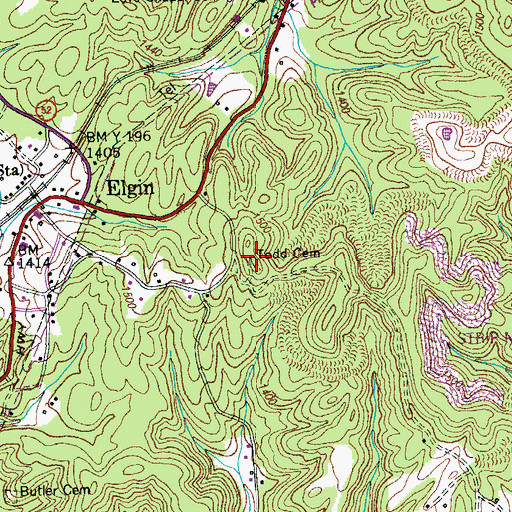 Topographic Map of Todd Cemetery, TN