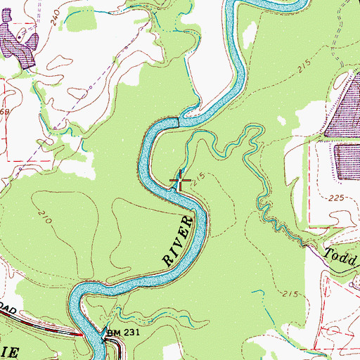 Topographic Map of Todd Creek, TN