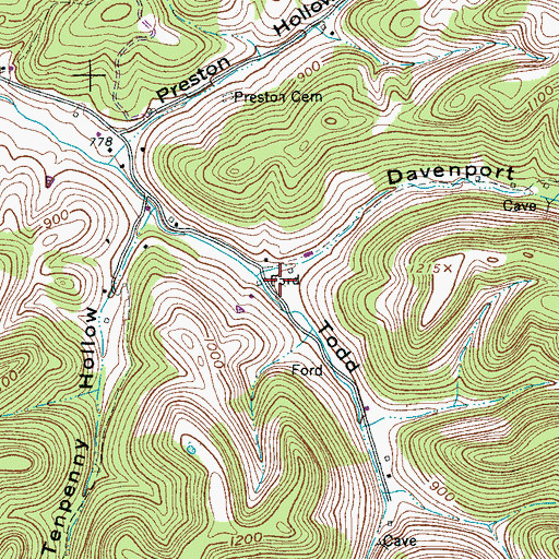 Topographic Map of Todd Hollow, TN