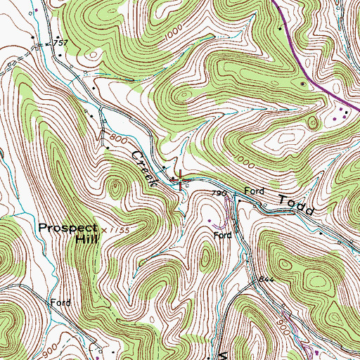 Topographic Map of Todd Hollow, TN