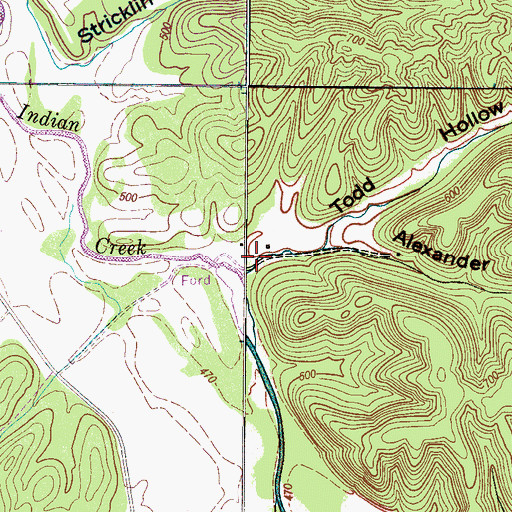 Topographic Map of Todd Hollow, TN