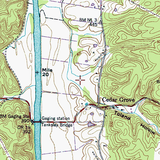 Topographic Map of Toland Hollow, TN