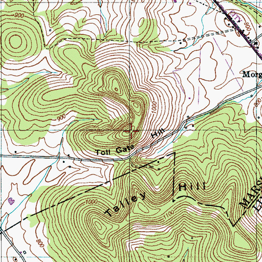 Topographic Map of Toll Gate Hill, TN
