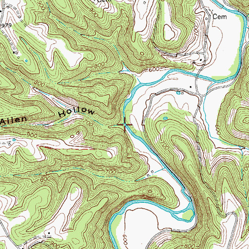Topographic Map of Tom Allen Hollow, TN