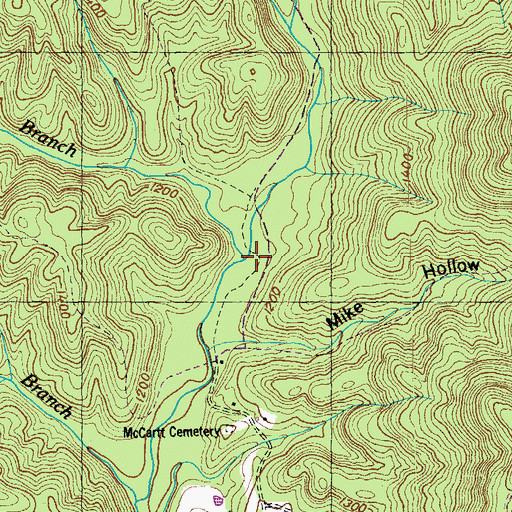 Topographic Map of Tom Branch, TN