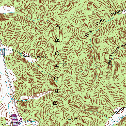 Topographic Map of Tom Redford Ridge, TN