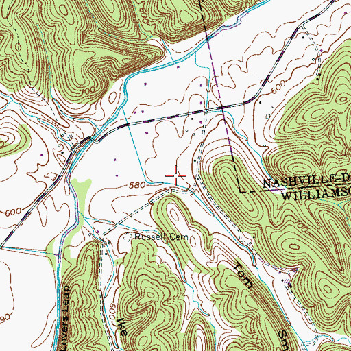 Topographic Map of Tom Smith Hollow, TN