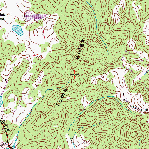 Topographic Map of Tomb Ridge, TN