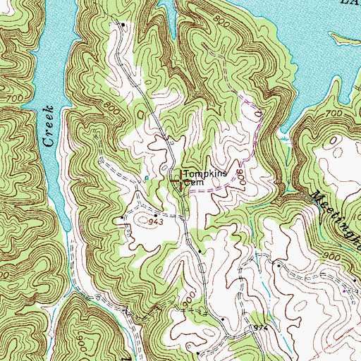 Topographic Map of Tompkins Cemetery, TN