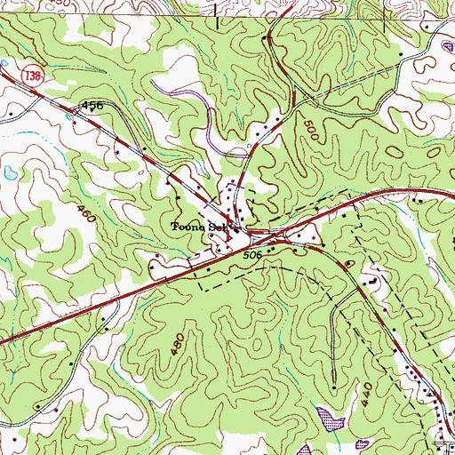 Topographic Map of Toone School, TN
