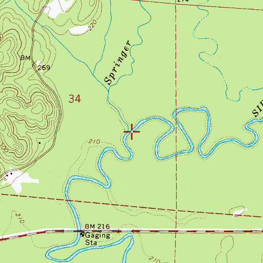 Topographic Map of Springer Slough, AL