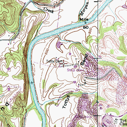 Topographic Map of Totty Cemetery, TN