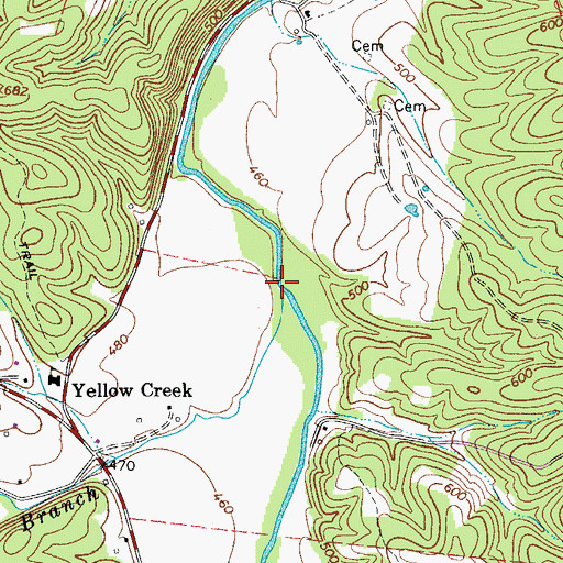 Topographic Map of Town Branch, TN