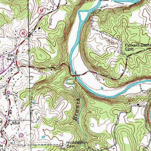 Topographic Map of Town Branch, TN