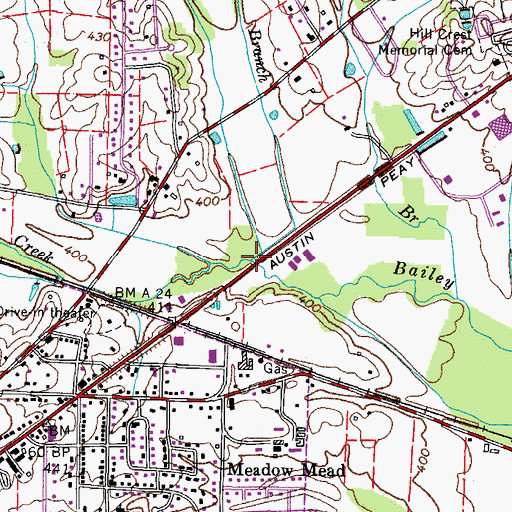Topographic Map of Town Creek, TN