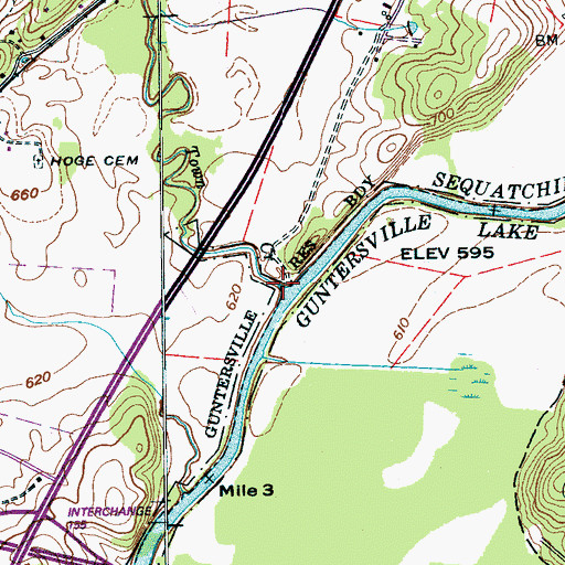 Topographic Map of Town Creek, TN