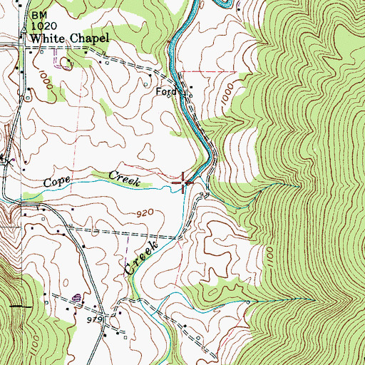 Topographic Map of Town Creek, TN