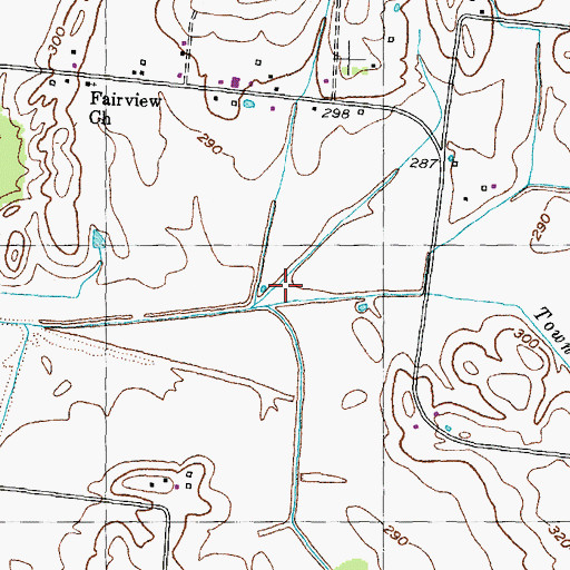 Topographic Map of Town Creek, TN