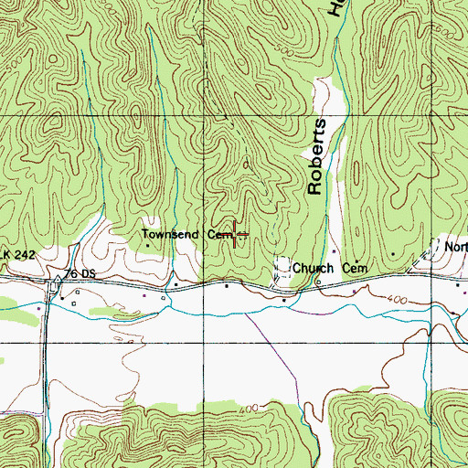 Topographic Map of Townsend Cemetery, TN