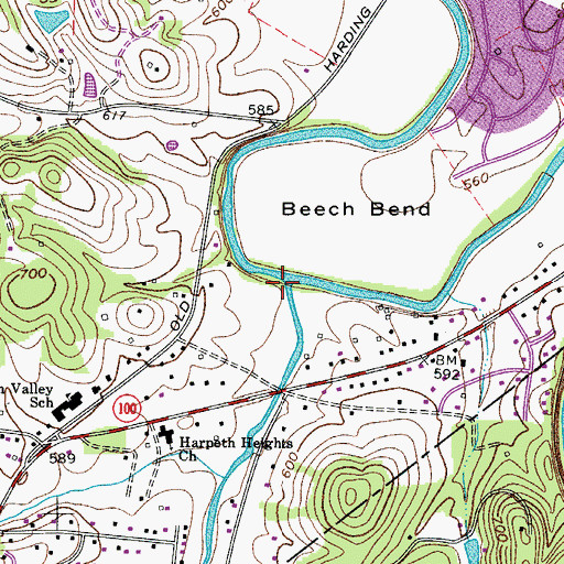 Topographic Map of Trace Creek, TN