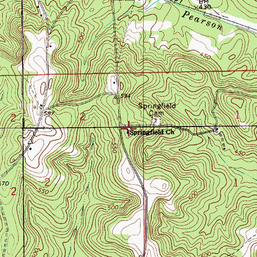 Topographic Map of Springfield Church, AL
