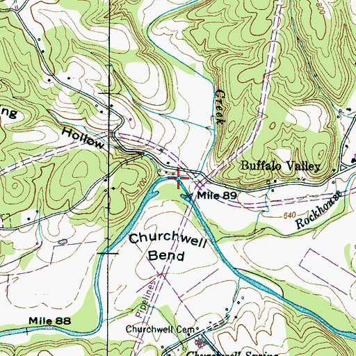 Topographic Map of Trace Creek, TN