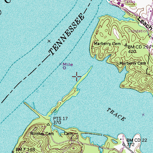 Topographic Map of Trace Creek, TN