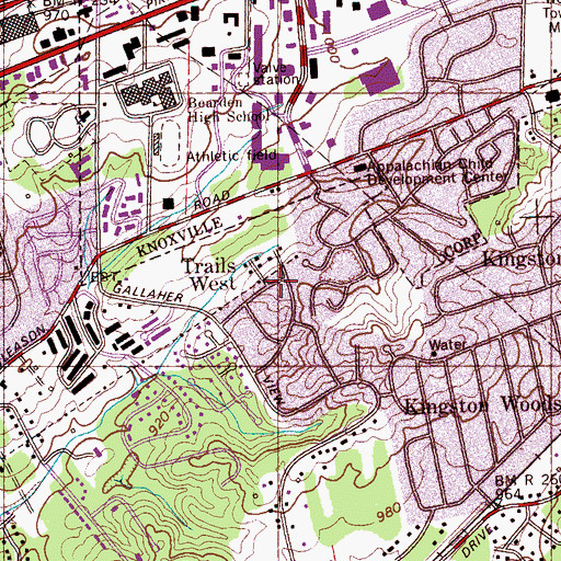 Topographic Map of Trails West, TN