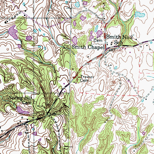 Topographic Map of Trainer Cemetery, TN