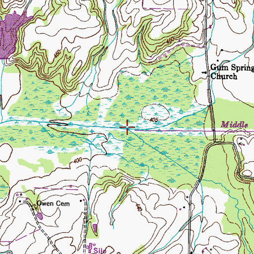 Topographic Map of Trainer Creek, TN