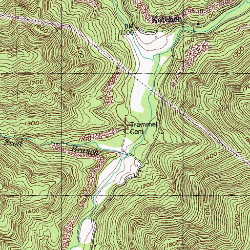 Topographic Map of Trammel Cemetery, TN