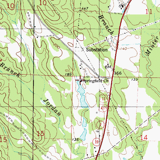 Topographic Map of Springfield Church, AL