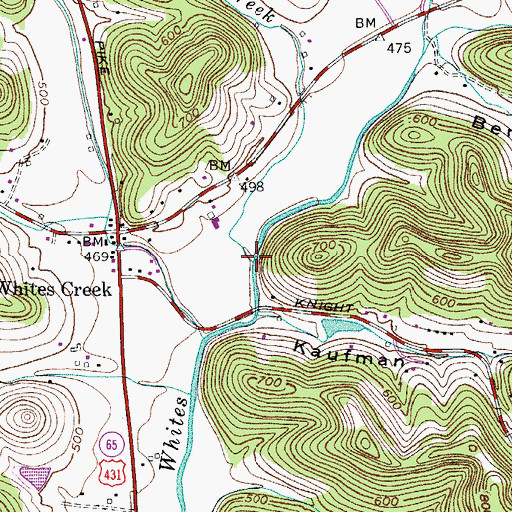 Topographic Map of Trantham Creek, TN