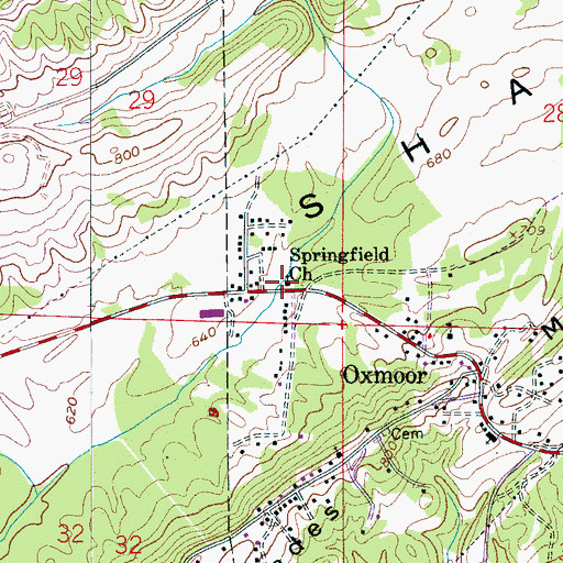 Topographic Map of Springfield Church, AL
