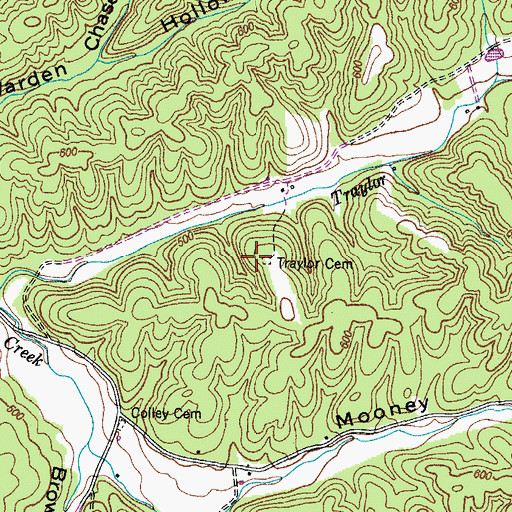 Topographic Map of Traylor Cemetery, TN