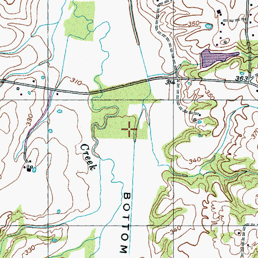Topographic Map of Treadville Bottom, TN