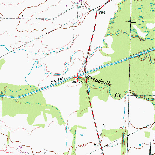 Topographic Map of Treadville Creek, TN