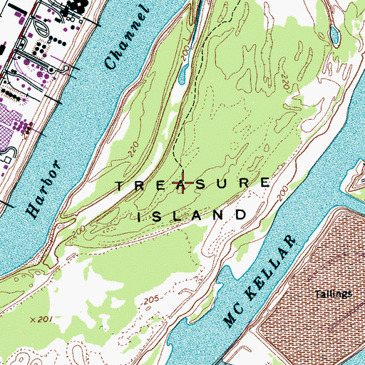 Topographic Map of Treasure Island, TN