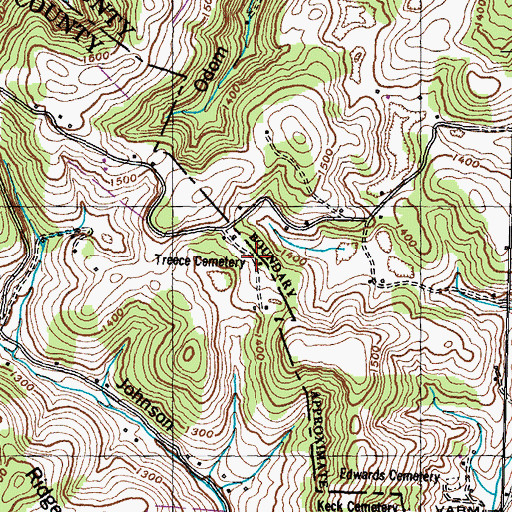 Topographic Map of Treece Cemetery, TN